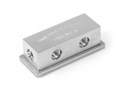 Manifold Block (1 port) 1/2&quot; - 20 Female to (2 ports) 1/4&quot; NPT Female to (3 ports) 3/8&quot; - 24 Female 