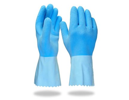 Speciale latex handschoen Hy Blue