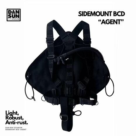 Sidemount BCD (35lb wing+black Ti harness+LP hose+2pc weight plates) Silver