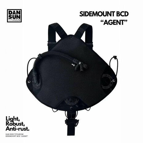 Sidemount BCD (35lb wing+black Ti harness+LP hose+2pc weight plates) Black