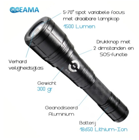 Oceama&nbsp;Ray duiklamp -  LED 1500 Lumen